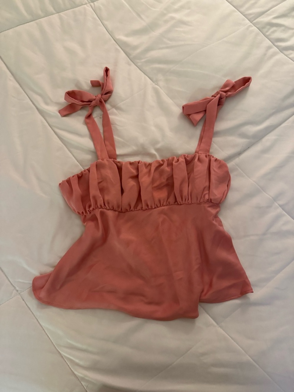 Zara Rose-Pink Tie-Shoulder Ruffled Bust Cami